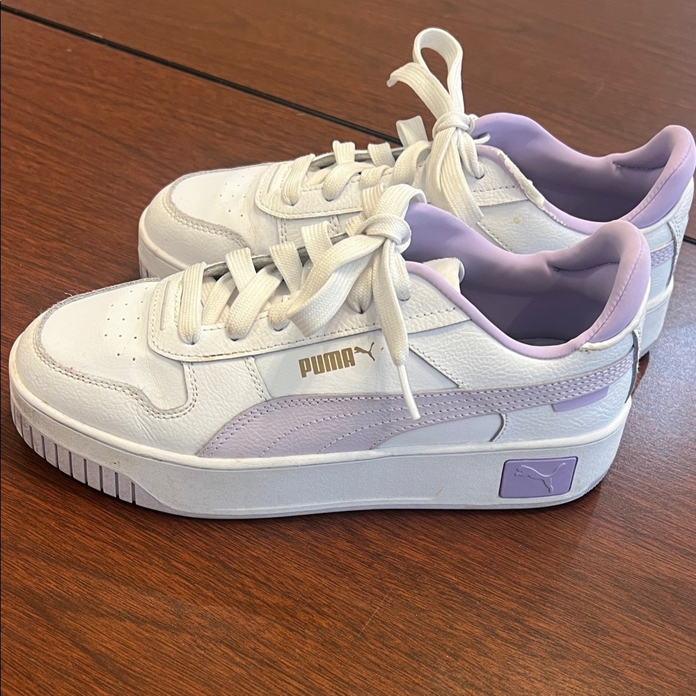 Puma Women's White and Lavender Sneakers